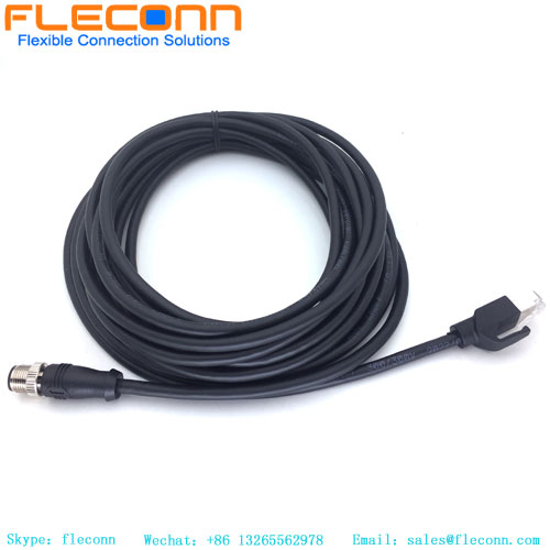 M12 D-Coded Connector Cable，4P Straight Male IP67 Waterproof Cable
