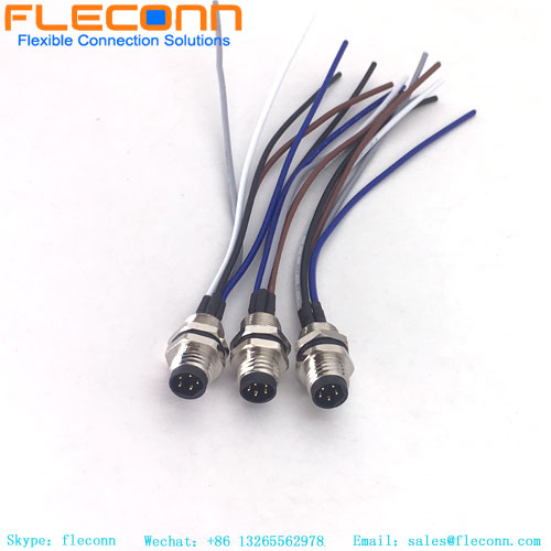 M8 5 Contacts Male Panel Mount Plug Cable M8 5 Contacts Male Panel Mount Plug Cable