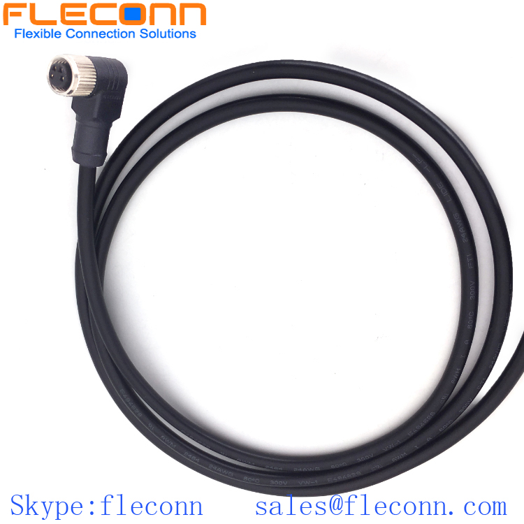 M8 4-Pole Right Angle Female Cable,Circular Aviation Connector