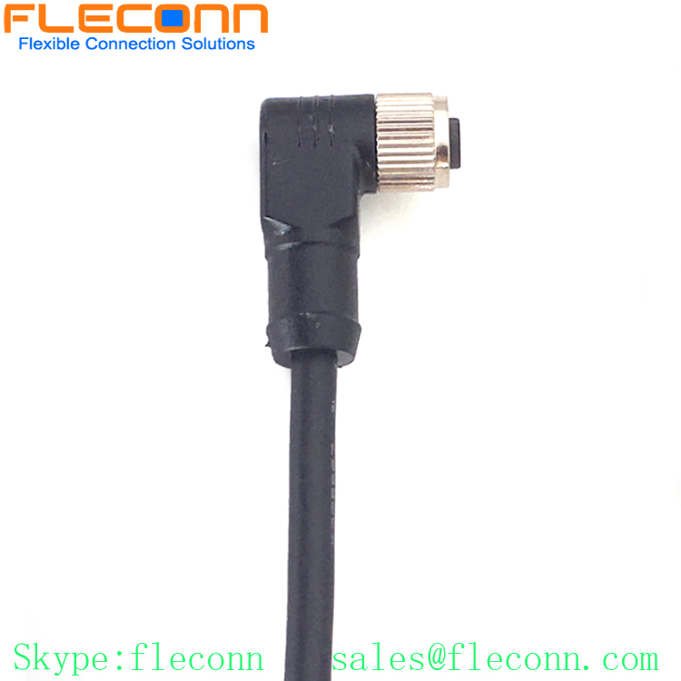 M8 B-coding 5 Position Sensor Cable, Right Angle Molded Female Connector Cable Assembly