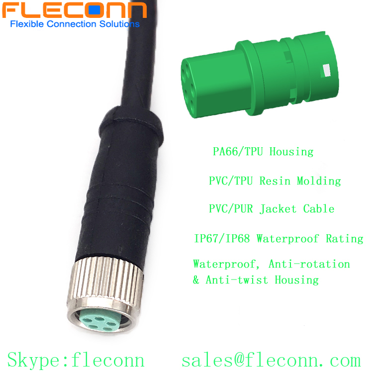 M8 B-coding 5 Pin Female Cable,Electrical Bike Motorcycle IP67 Waterproof Cable
