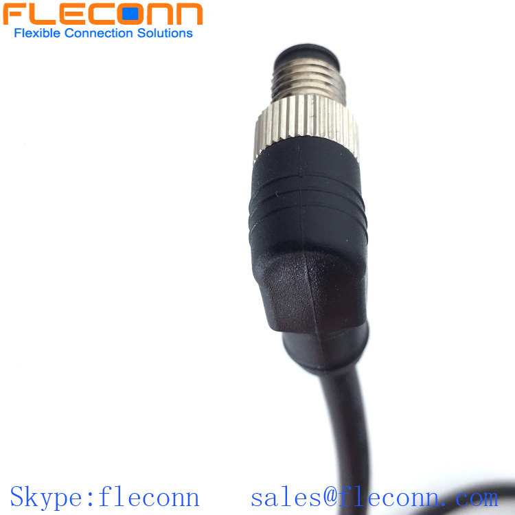 M8 4 Pin Position Male to Male Cable, Right Angle, IP67 IP68 Waterproof Rating