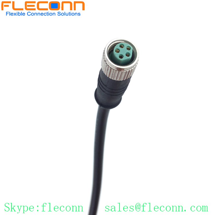 M8 B-coded 5-Pole Female Cable, Straight Molded Cable Assembly