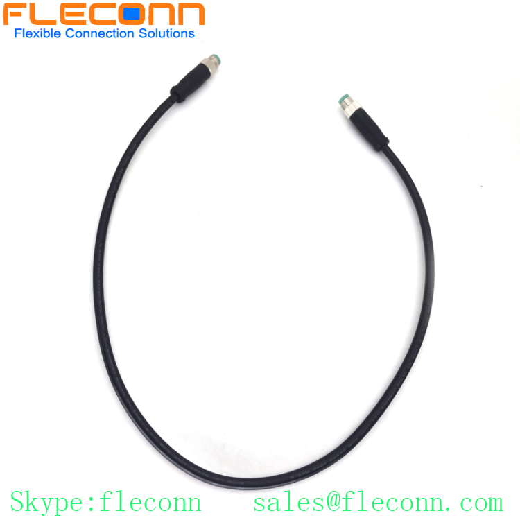 M8 3 Pin 4 Position 5 Pole 6 8 Pos Male to Female Cable, Straight Overmolded Connector Cable