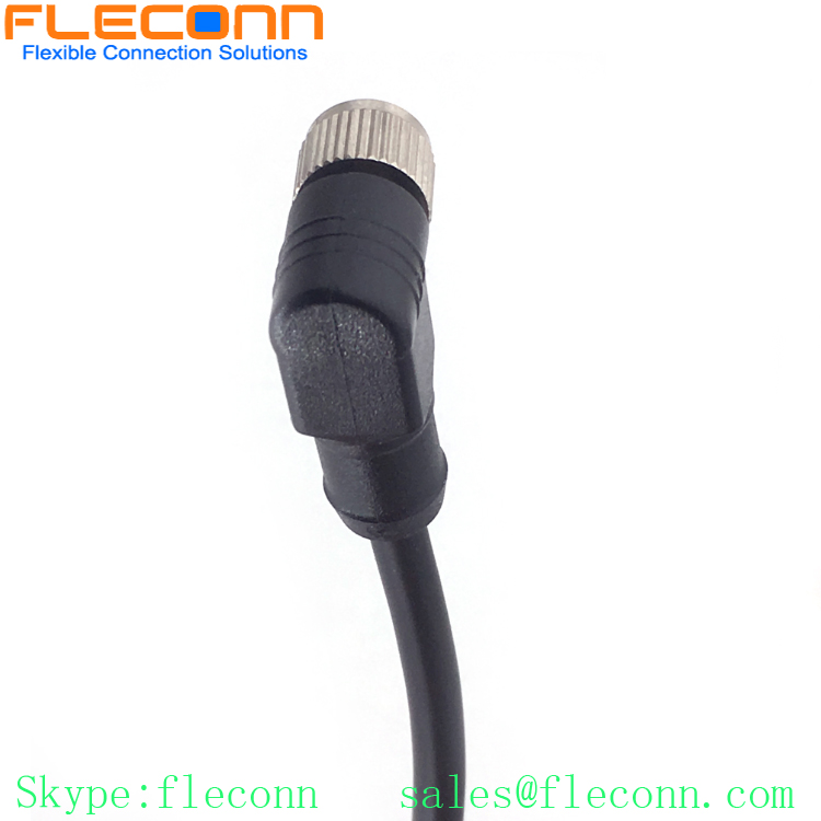 M8 B-coding 5 Position Sensor Cable, Right Angle Molded Female Connector Cable Assembly