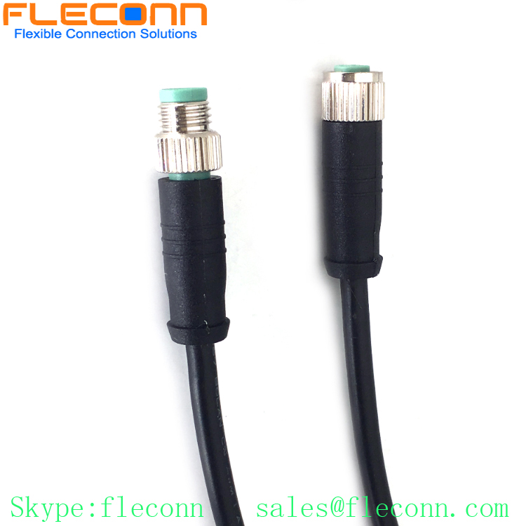 M8 B-code 3 Pin 4 Position 5 Pole 6 8 Pos Male to Female Cable, Straight Overmolded Connector Cable