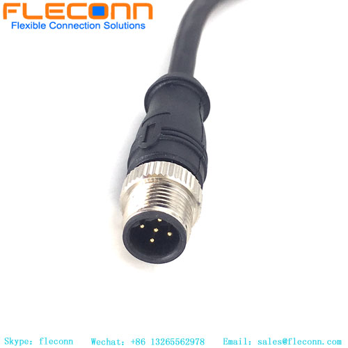 M12 5 Pos Male To Female Cable, IP67 IP68 Circular Molded Cable