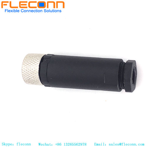 M8 3 Pin Connector, Female, Straight, Field Wireable