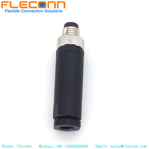M8 3 Pin Connector, Male, Field Wireable, IP67 Waterproof