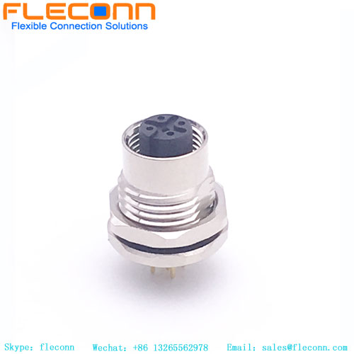 M12 Rear Front Panel Mount Connector