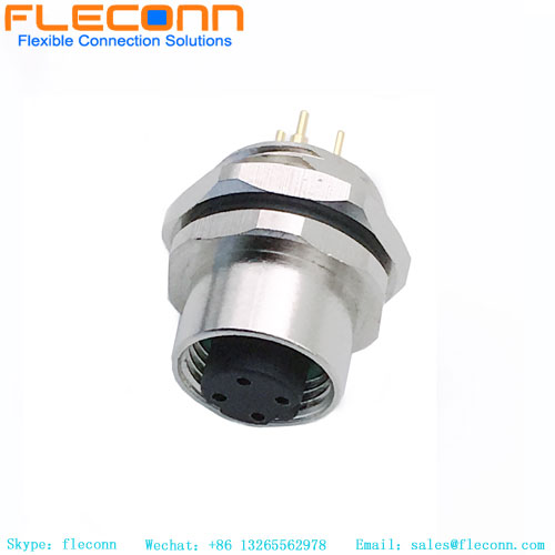 M12 4 Pin D-Coded Panel Mount Connector