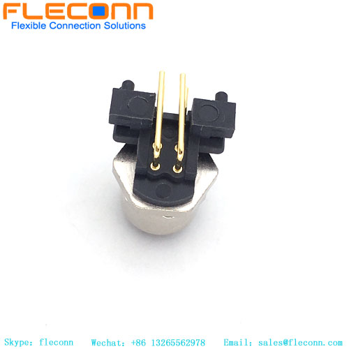 M12 4 Pole A-Coded Right Angle PCB Panel Mount Connector