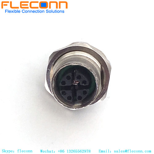 Rear Panel Mount 8 Pole X-Coding Female M12 PCB Connector