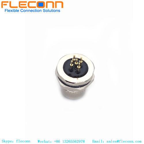 5 Pin Female M12 PCB Connector, Rear Panel Mounting