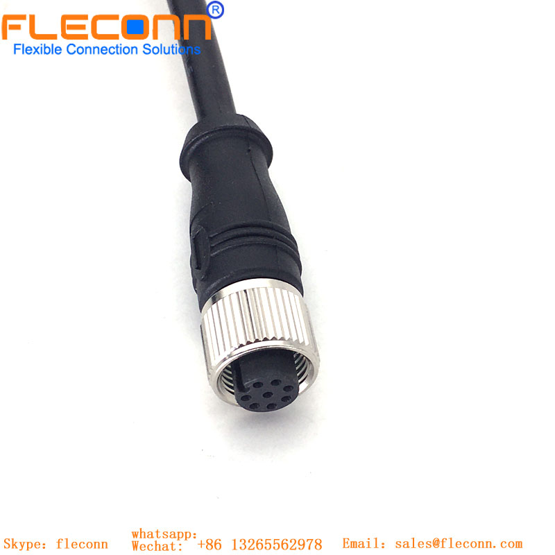 M12 8 Pin Male Cable, A-coding, IP67 IP68 Waterproof