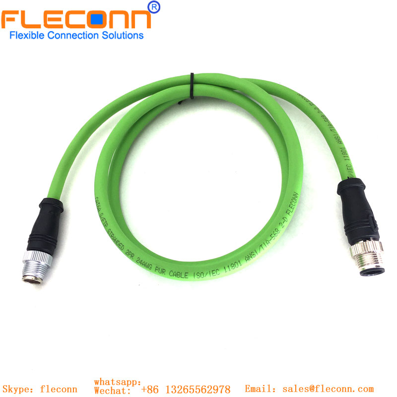 M12 4 Pin D-coded To 8 Pin X-coded Connector Cable