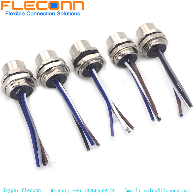 M12 5 Pin A-coded Panel Mount Connector With Cable
